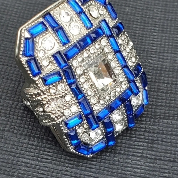 Vintage  crystal‎ paste cocktail ring 5.5 - Picture 3 of 14